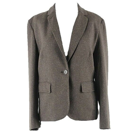 Studio M Sz 12 Brown Multi Tweed One Button Poly Rayon Spandex Jacket - Picture 1 of 7